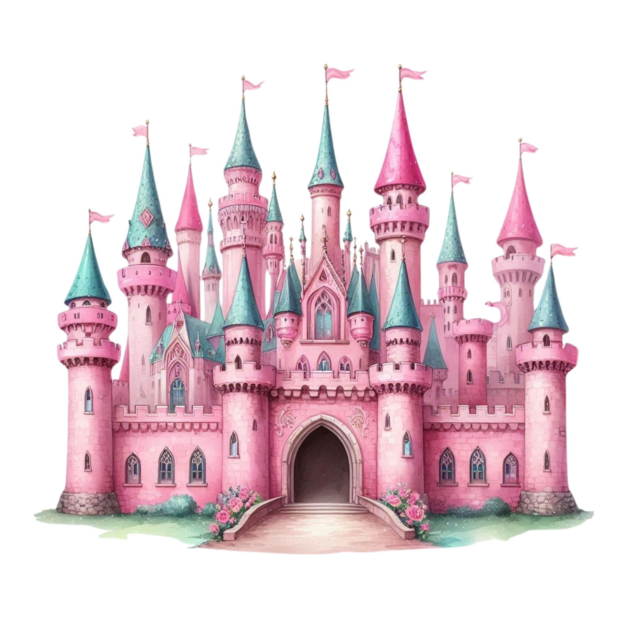 Castillo Rosa Vector Castillo de princesa rosa, imágenes prediseñadas PNG, Castillo de ...