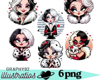 cruella de vil png bundle, cruella de vil png clipart, 101 dalmatians character, villain cruella, instant download