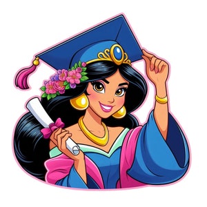 Princess jasmine png clipart, jasmine graduation design, aladdin princess, school graduation, instant download