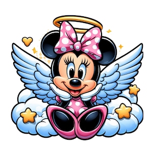 Clipart de Minnie Mouse, diseño de ángel de Minnie Mouse, cumpleaños de Minnie, ángel, descarga instantánea