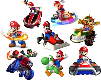 Super mario png bundle, mario kart png, mario kart clipart, high quality