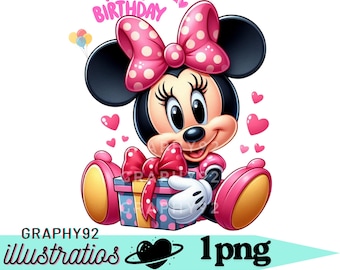 Minnie mouse birthday design, minnie mouse png clipart, cute minnie mouse image, instant download