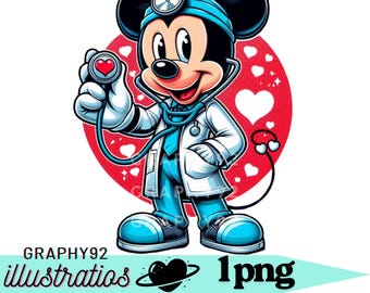 Mickey mouse png clipart, mickey mouse doctor design, mickey mouse love, instant download