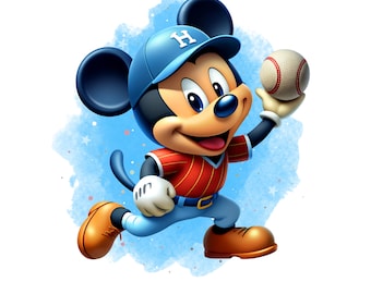 Clipart png Myszki Miki, baseball Myszki Miki, mały Miki, urodziny Myszki Miki, natychmiastowe pobieranie