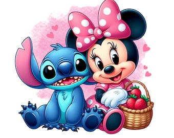 Imágenes PNG de Minnie Mouse y Stitch, Minnie Mouse PNG, imagen de Stitch, mejores amigos, descarga instantánea