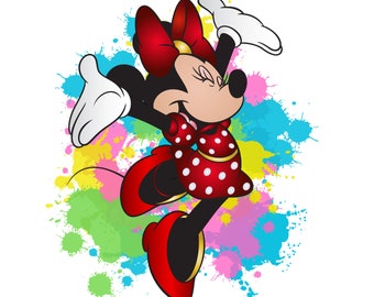 Fondo de acuarela de Minnie Mouse, imágenes prediseñadas de Minnie Mouse, Minnie Splash, descarga instantánea