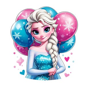 Princess Elsa balloons design, frozen elsa png clipart, elsa png, frozen png, instant download