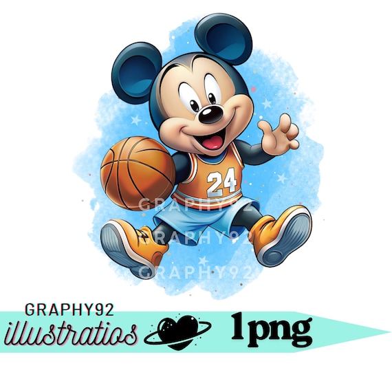 Mickey mouse watercolor background, mickey mouse png clipart, mickey basketball, instant download