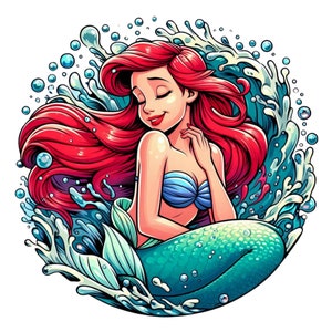 The little mermaid png clipart, Princess ariel splash, princess ariel png, cute ariel, instant download