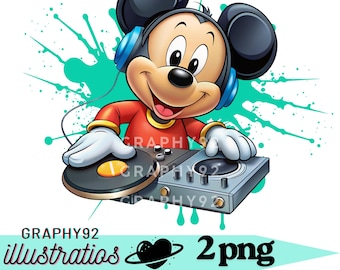 Mickey mouse dj png clipart, dj mickey mouse, mickey mouse music, instant download