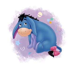 Eeyore watercolour background,  eeyore png clip art, Winnie the pooh character, instant download,  high quality