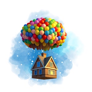 Up png clipart, up ballon huis png-ontwerp, hoge kwaliteit, instant download