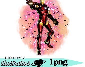 Fondo de acuarela de Iron Man, imágenes prediseñadas de Iron Man, superhéroe PNG, descarga instantánea