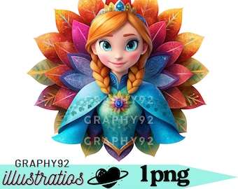 Princess anna png clipart, frozen anna flower png, frozen png, frozen princess, elsa anna instant download