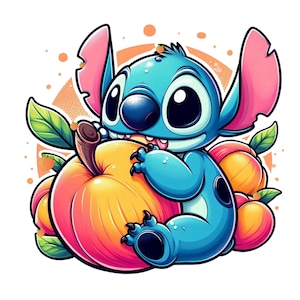 Stitch png clipart, stitch peach, cute stitch image, lilo and stitch character, instant download