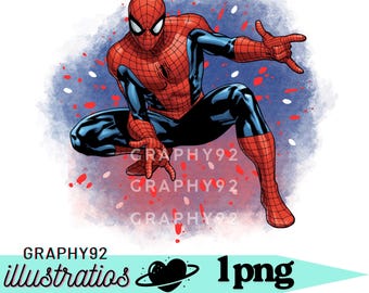 Spider-man watercolour background,  spiderman png clipart, super hero png, instant download