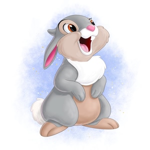 Bambi thumper rabbit watercolour background, thumper png clipart, bambi png, instant download