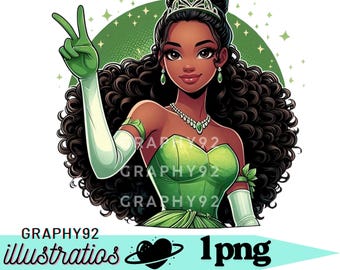 Princess tiana png clipart, tiana victory design, tiana peace sign, the princess and the frog, instant download