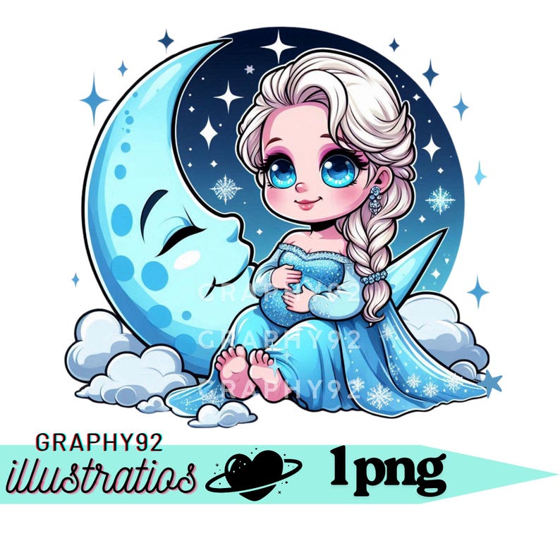Princess Elsa on the Moon, Princess Elsa Png, Frozen Elsa Clipart, Mom ...