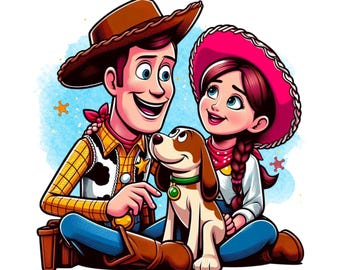 sheriff woody and jessie png clipart, toy story characters, toy story png, cute sheriff woody, instant download