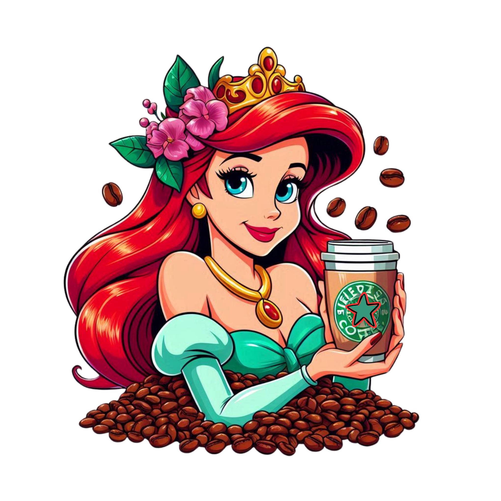 The Little Mermaid Drink Coffee, Princess Ariel Png Clipart, Ariel