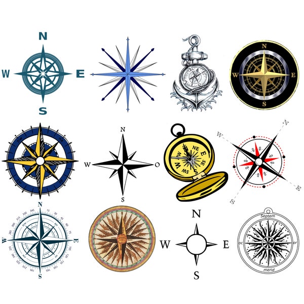 Compass png bundle, compass png clipart set, compass design, high quality,  instant download