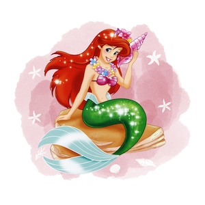 Princess ariel watercolour background,  Princess ariel png, the little mermaid png, instant download