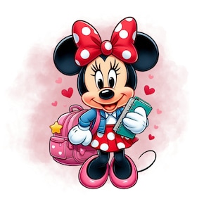 Minnie mouse png clipart, minnie mouse student, school design, instant download