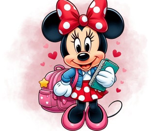 Minnie mouse png clipart, minnie mouse student, school design, instant download