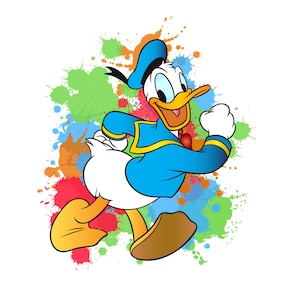 Donald duck watercolor background, Donald duck png clipart, Mickey mouse friends, instant download