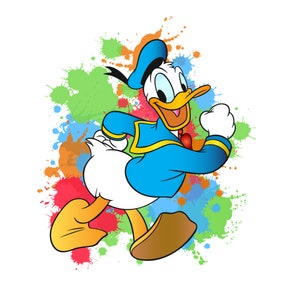 Donald duck watercolor background, Donald duck png clipart, Mickey mouse friends, instant download