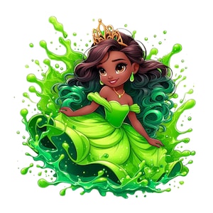 Princess tiana png clipart, cute tiana splash design, the princess and the frog, instant download