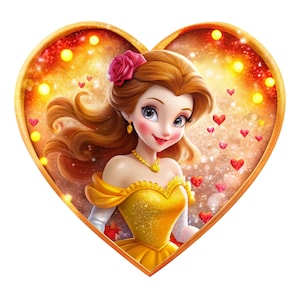 Clipart png del principe Belle, La bella e la bestia, Design d'amore della principessa Belle, Compleanno della principessa, download immediato