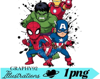 Super heroes png clipart, avengers png, super heroes splash design, spiderman, hulk, ironman, captain america, instant download