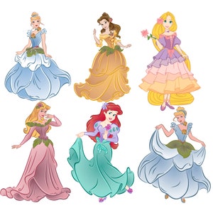 Princess png bundle, All Princess png clipart set, Princess birthday, rapunzel, Cinderella, belle, ariel, aurora, instant download