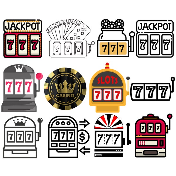 Slot machine png bundle, slot machine png clipart set, gambling, Queen of the slot machine