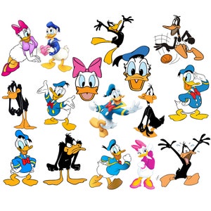 Donald duck png clipart, daisy duck png bundle, cute duck, mickey mouse friends, cartoon png, instant download