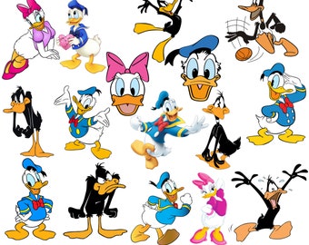 Donald duck png clipart, daisy duck png bundle, cute duck, mickey mouse friends, cartoon png, instant download