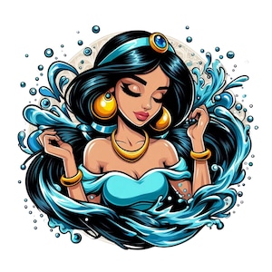 Princess jasmine png clipart, Princess jasmine splash, aladdin princess, aladdin jasmine, instant download