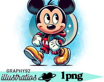 Clipart png di Topolino, studente di Topolino, piccolo Topolino, sfondo acquerello, download immediato