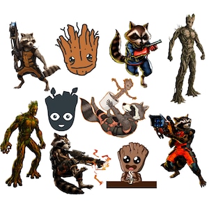 Groot and rocket raccoon png bundle, baby groot png, rocket raccoon png, instant download