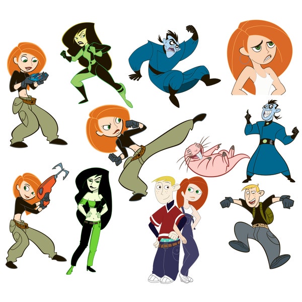 Kim possible png bundle, Kim possible png clipart set, rufus, shego, Dr drakken, Ronald stoppable, instant download