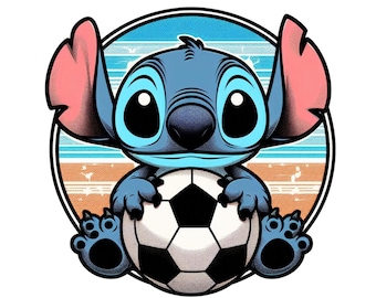 Stitch soccer player design, Stitch png clipart, cute stitch image, stitch football, instant download