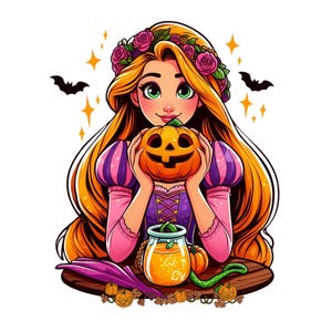 rapunzel png clipart, rapunzel halloween, rapunzel pumpkin design, Princess rapunzel, tangled princess, instant download