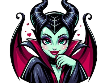 carina clipart png di malefica, principessa cattiva, cattiva malefica, bambina malefica, download immediato