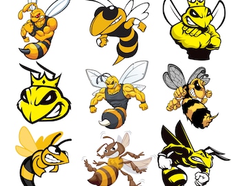 Hornet bee mascot png bundle instant download, hornet bee png clipart, hornet bee package, wasp, school, college high quality