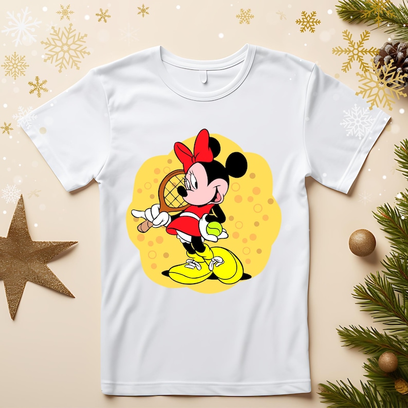 Minnie mouse png clipart, minnie mouse tennis, minnie mouse sport, watercolor background, instant download image 2