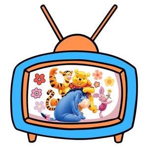 Winnie the pooh png clipart,  Winnie the pooh television design, screen png, instant download