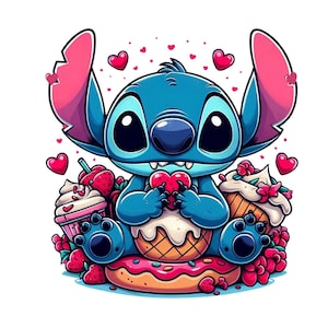 Stitch valentine&#39;s day design, Stitch png clipart, cute stitch image, stitch love, stitch cake, lilo and stitch character,  instant download