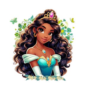 Princess Tiana flower design, the princess and the frog png clipart, tiana png, instant download